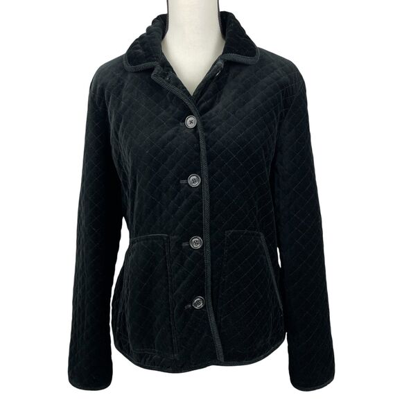 Chaps Jackets & Blazers - Chaps Women's Quilted Jacket Large Black Diamond‑Quilt Button Front Coat